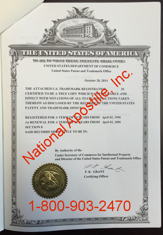 US Patent and Trademark Apostille