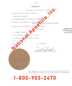 Kansas Apostille Example