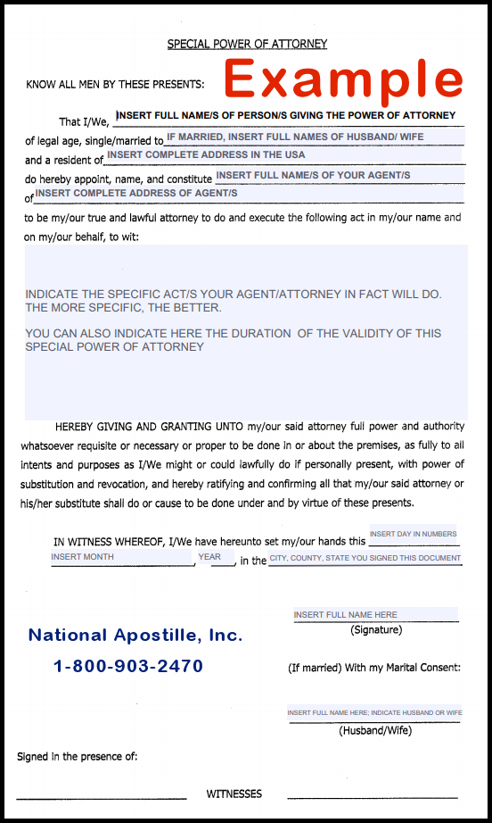 Special Power Of Attorney Apostille For The Philippines